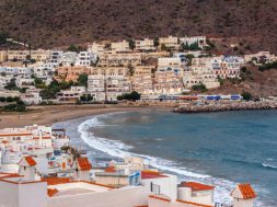 Intimate Mediterranean seaside town. San Jose in Cabo de Gata natural park near Almeria, Spain.